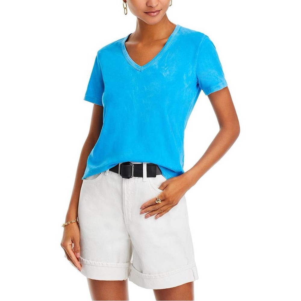 Cotton Citizen Standard V Neck Short Sleeve Tee in Vintage Sea Blue
